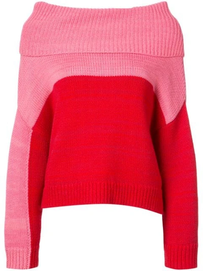 Alice And Olivia Bryant Funnel Neck Boxy Pullover In Red