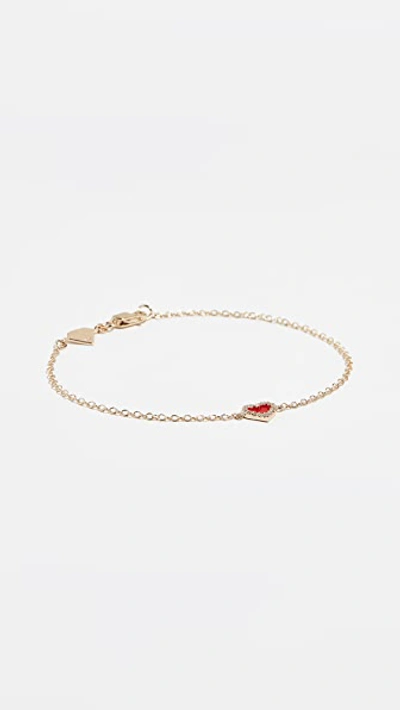 Alison Lou 14k Diamond Heart Bracelet In Red