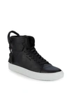 Buscemi Unisex Pebbled Leather High-top Sneakers In Black