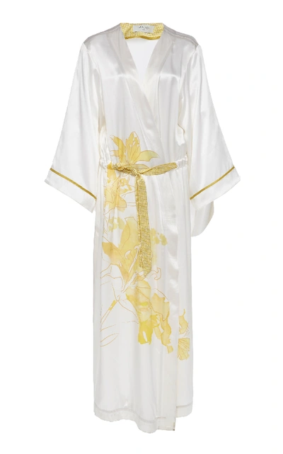 Marei 1998 Dianella Long Printed Silk Kimono Dress In Multi