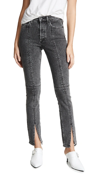 Cotton Citizen Vickie High-rise Split-leg Jeans In Light Grey