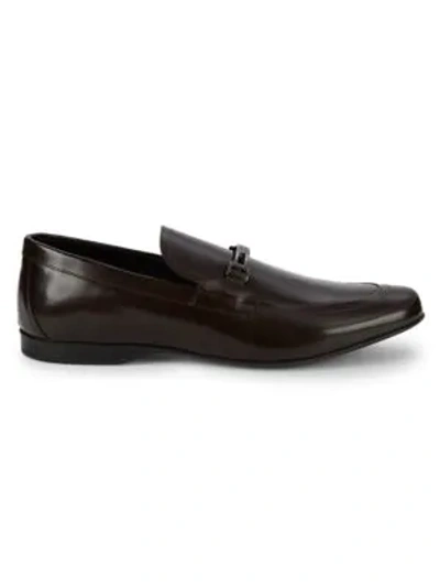 Versace Classic Leather Loafers In Dark Brown