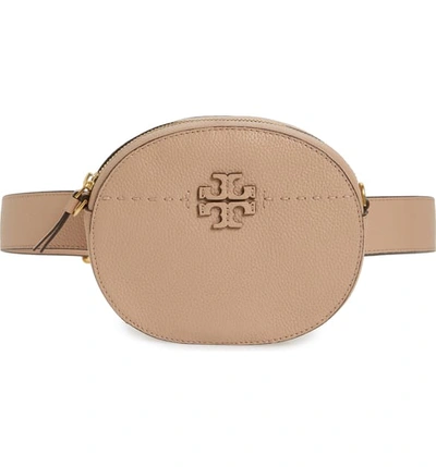 Tory Burch Mcgraw Round Leather Convertible Crossbody In Devon Sand