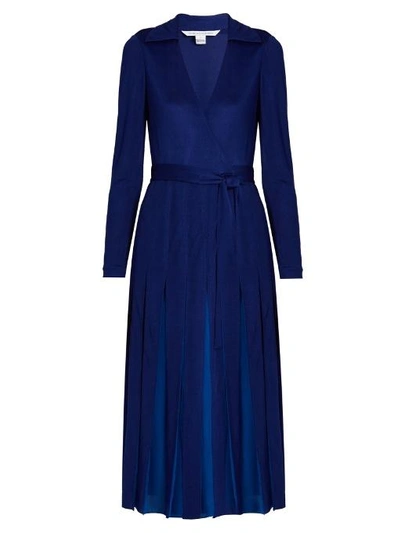 Diane Von Furstenberg Stevie Colorblock Midi Wrap Dress, Azurite Blue ...