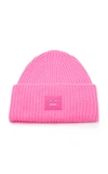 Acne Studios Appliquéd Rib-knit Wool Beanie   In Pink