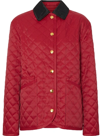 Burberry Heritage Diamond Quilted Jacket In Red