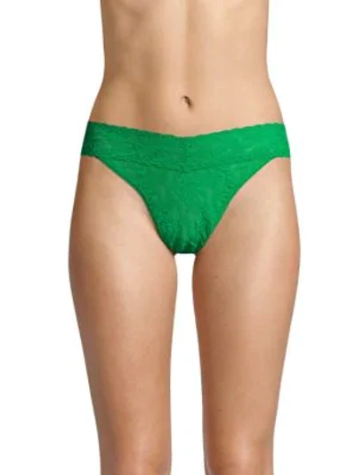 Hanky Panky Original Rise Lace Thong In Garland Green