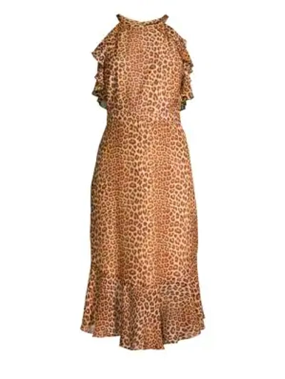 Rachel Zoe Posie Leopard Ruffled Flounce Silk Sheath Dress In Multi