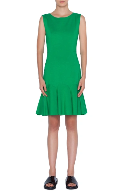 Akris Punto Sleeveless Drop-waist Crepe Dress In Green