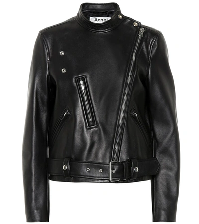 Acne Studios Lewis Leather Motorcycle Jacket In Black