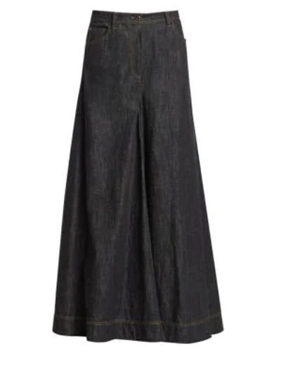 Brunello Cucinelli Denim Wide-leg Pants In Black Denim