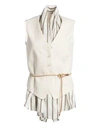 Brunello Cucinelli Belted & Lined Vest Top In White Multi