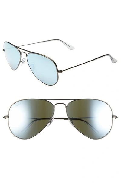 Ray Ban Ray-ban Sunglasses, Rb3025 58 Aviator Collection In Gunmetal Matte/silver Mirror