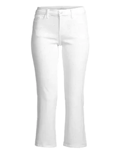 J Brand Selena Mid-rise Crop Bootcut Faux-pearl Jeans In Ionized