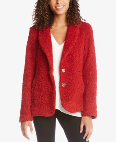 Karen Kane Boucle Shawl-lapel Jacket In Red