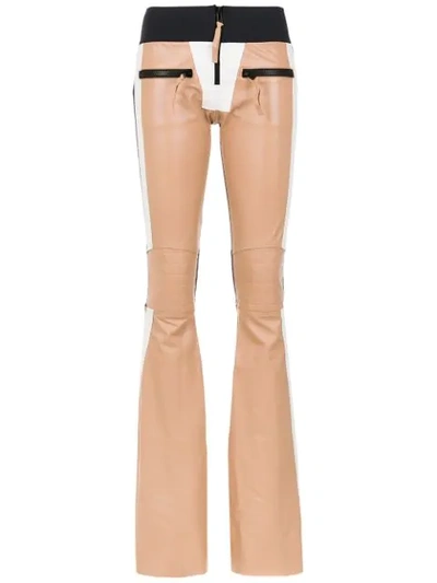 Andrea Bogosian Flared Leather Trousers - Neutrals