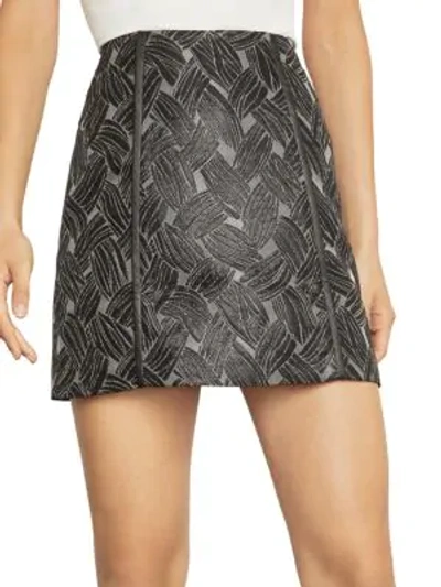 Bcbgmaxazria Basket-weave Jacquard Mini Skirt In Metallic Black Combo