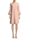 Lafayette 148 Holly Bell-sleeve Shift Dress In Rose Quartz