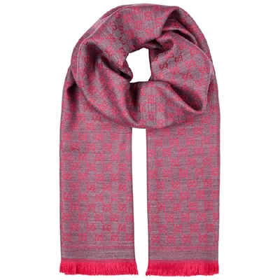 Gucci Gg Jacquard Wool Scarf In Pink