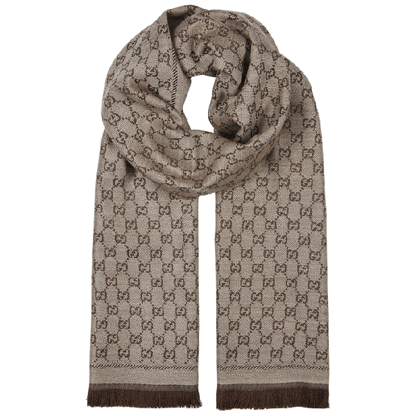 gucci wool gg jacquard scarf