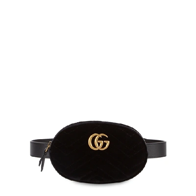 Gucci Gg Marmont Black Velvet Belt Bag