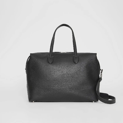 Burberry Soft Leather Holdall In Black