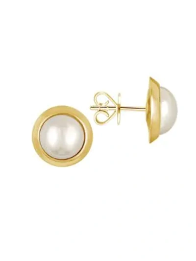 Majorica 8mm Mabe Pearl Stud Earrings In Gold