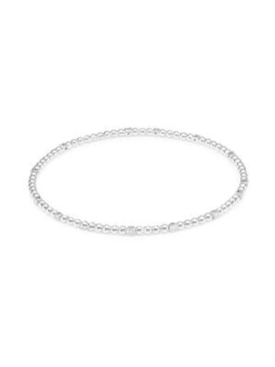 Maria Canale Flapper 18k Gold & Diamond Round Ball Chain Bangle In White Gold