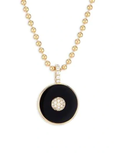 Maria Canale Pyramide 18k Yellow Gold, Diamond & Onyx Disc Pendant Necklace