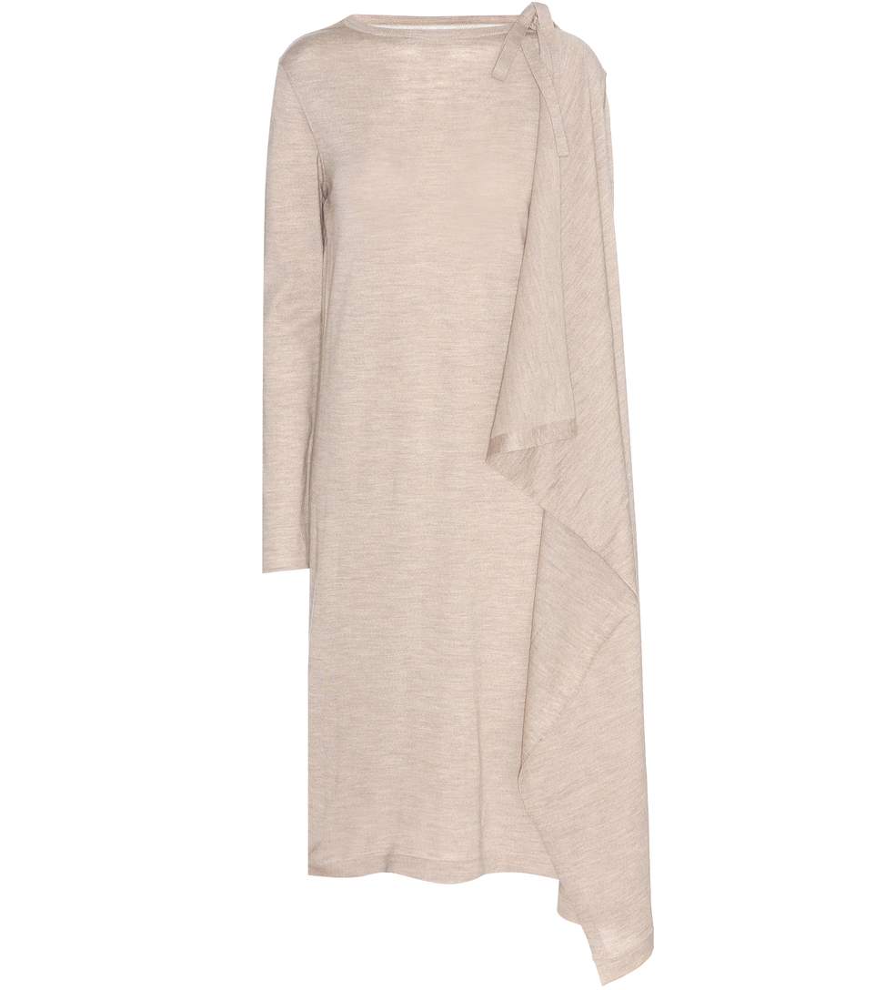 Maison Margiela Draped Wool Dress | ModeSens