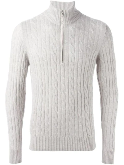 Loro Piana Cable Knit Sweater In Neutrals