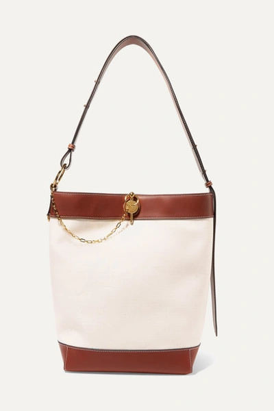 Jw Anderson Lock Leather-trimmed Canvas Tote In Calico