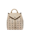 Mcm Essential Visetos Small Leather Logo Backpack In Beige