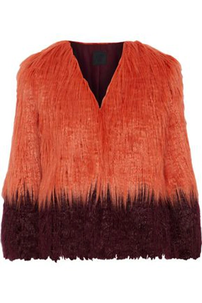 Anna Sui Woman Two-tone Faux Fur Jacket Papaya
