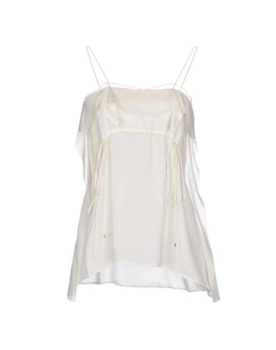 Roberto Cavalli Silk Top In Ivory