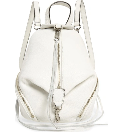 Rebecca Minkoff Mini Julian Pebbled Leather Convertible Backpack - White In Optic White