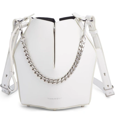 Alexander Mcqueen Small Leather Bucket Bag - Ivory In Off White