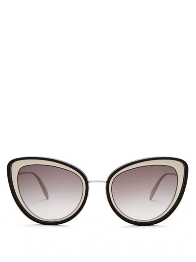 Alexander Mcqueen 54mm Gradient Cat Eye Sunglasses In Tortoise/ Gold