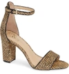 Vince Camuto Corlina Genuine Calf Hair Ankle Strap Sandal In Natural Spotted Calf Hair