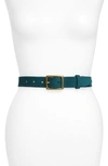 Rag & Bone 'boyfriend' Leather Belt In Forest Suede