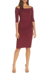 Eliza J Off The Shoulder Sheath Dress In Wine