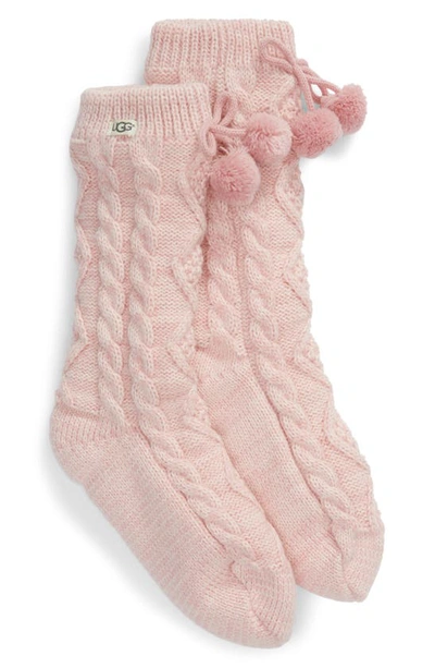 Ugg Pompom Fleece Lined Socks In Pink