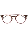 Bottega Veneta Round Frame Glasses In Brown