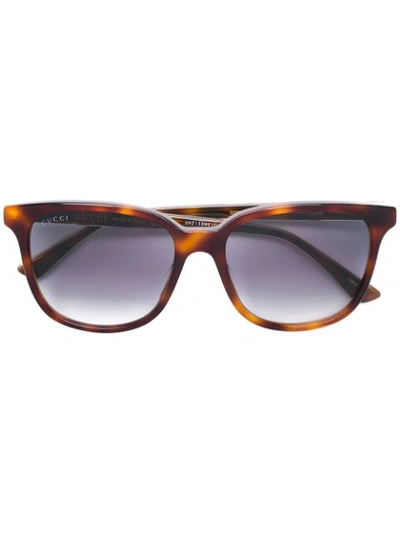 Gucci Square Frame Glasses In 棕色