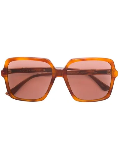 Gucci Oversized Square Frame Sunglasses In 棕色