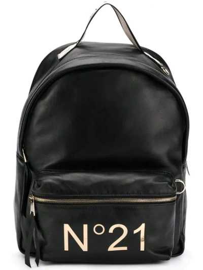 N°21 Centre Logo Backpack In Black