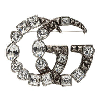 Gucci Silver-tone Crystal Brooch In Undefined