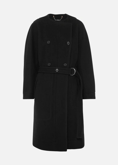 Chloé Belted Double-breasted Wool-blend Felt Coat In Navy