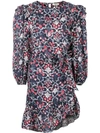 Isabel Marant Étoile Telicia Printed Linen Ruffle Belted Dress In Blue