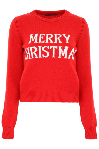 Alberta Ferretti Merry Christmas Knit Sweater In Red